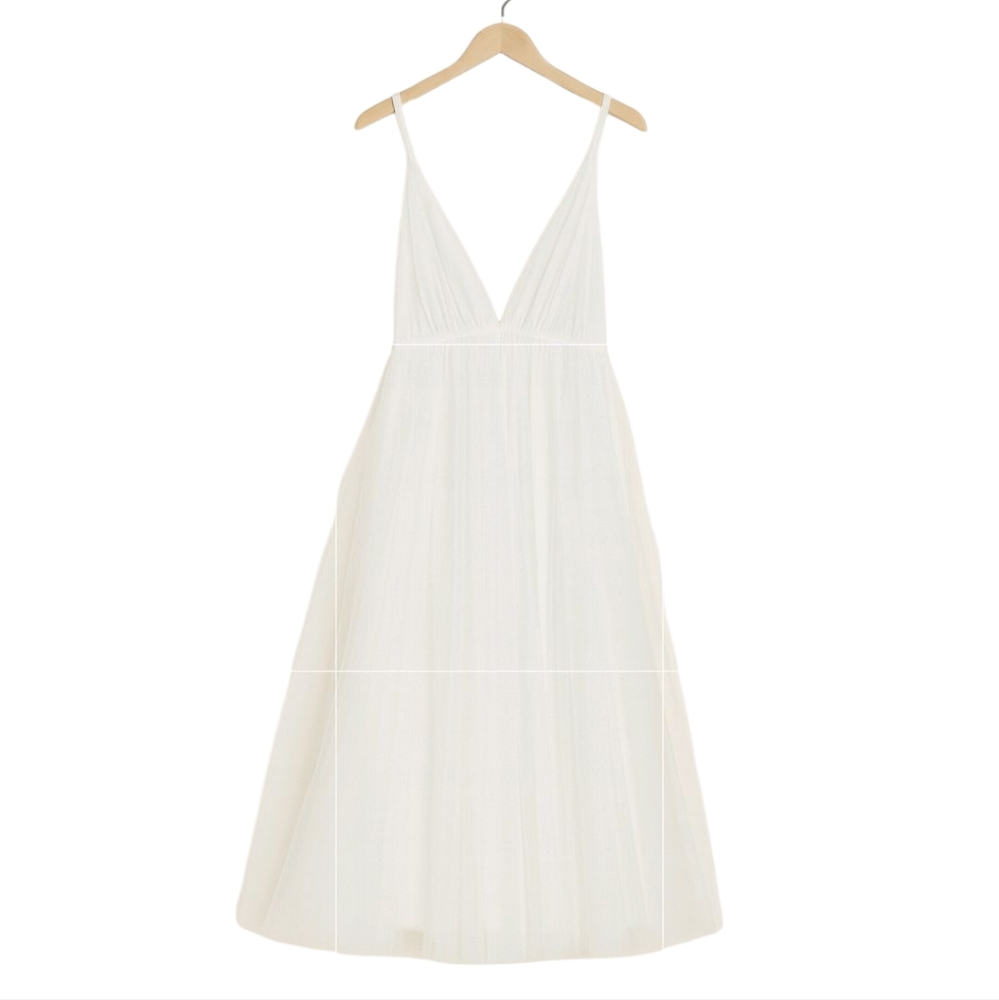 NWT Saints + Secrets White Tulle Dress Deep V Neck Size M AU 10